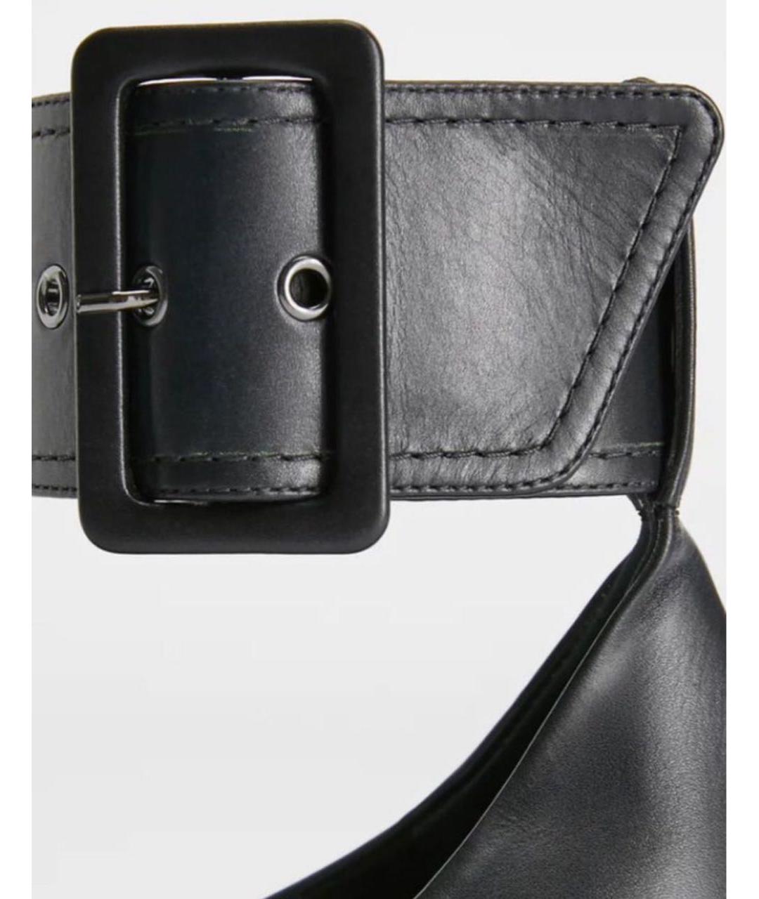 MAX MARA Черные кожаные лодочки на низком каблуке, фото 5