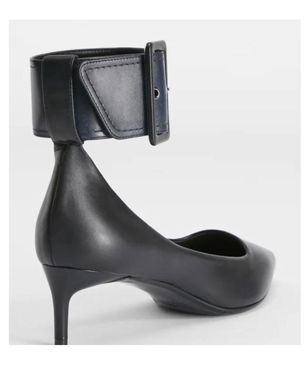 MAX MARA Черные кожаные лодочки на низком каблуке, фото 4