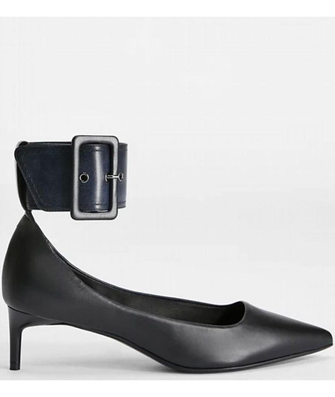 MAX MARA Черные кожаные лодочки на низком каблуке, фото 9