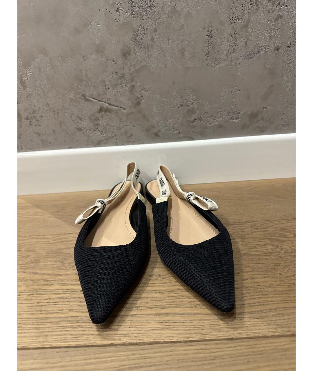 CHRISTIAN DIOR Черные текстильные балетки, фото 2