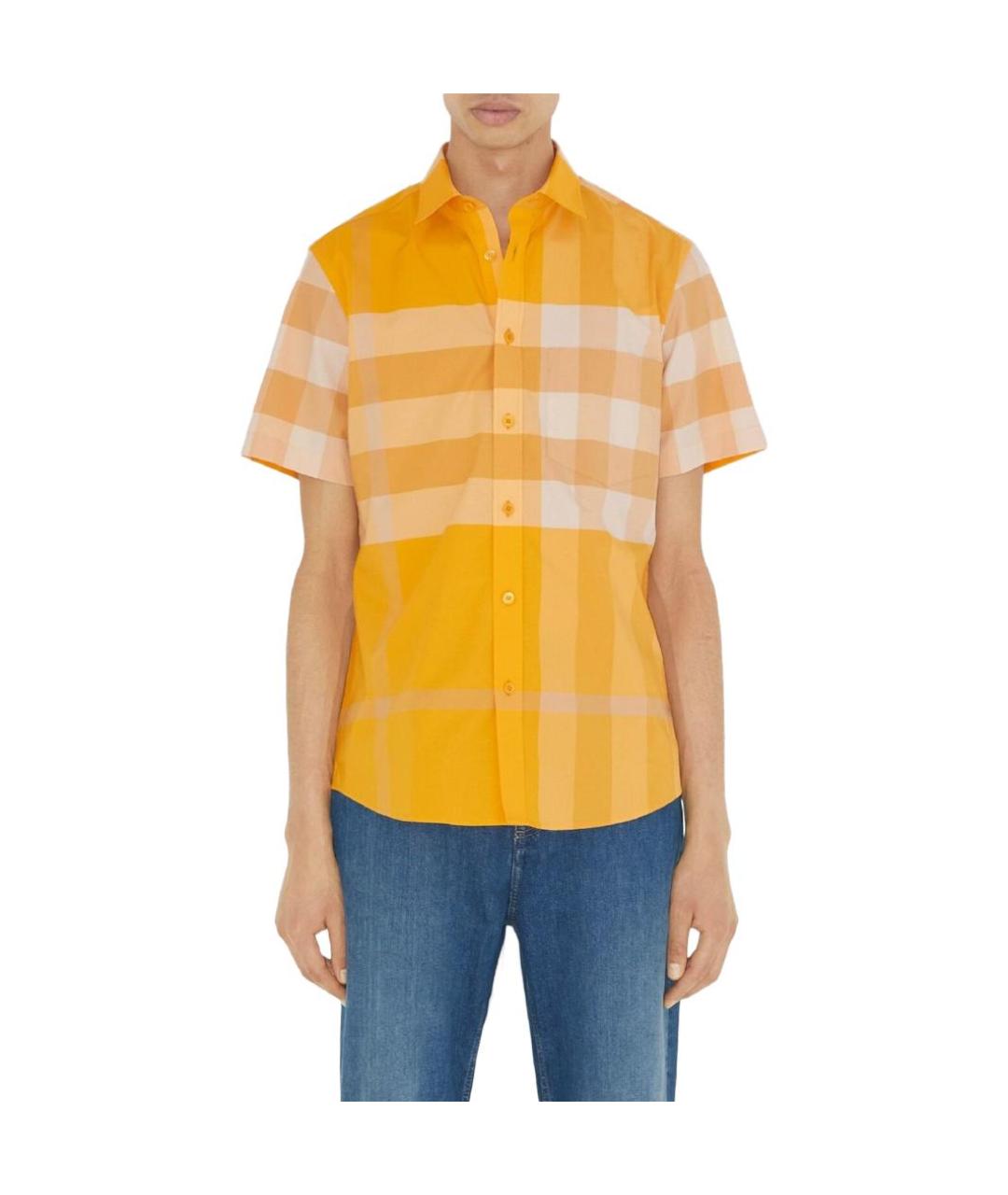 BURBERRY Желтая хлопковая кэжуал рубашка, фото 5