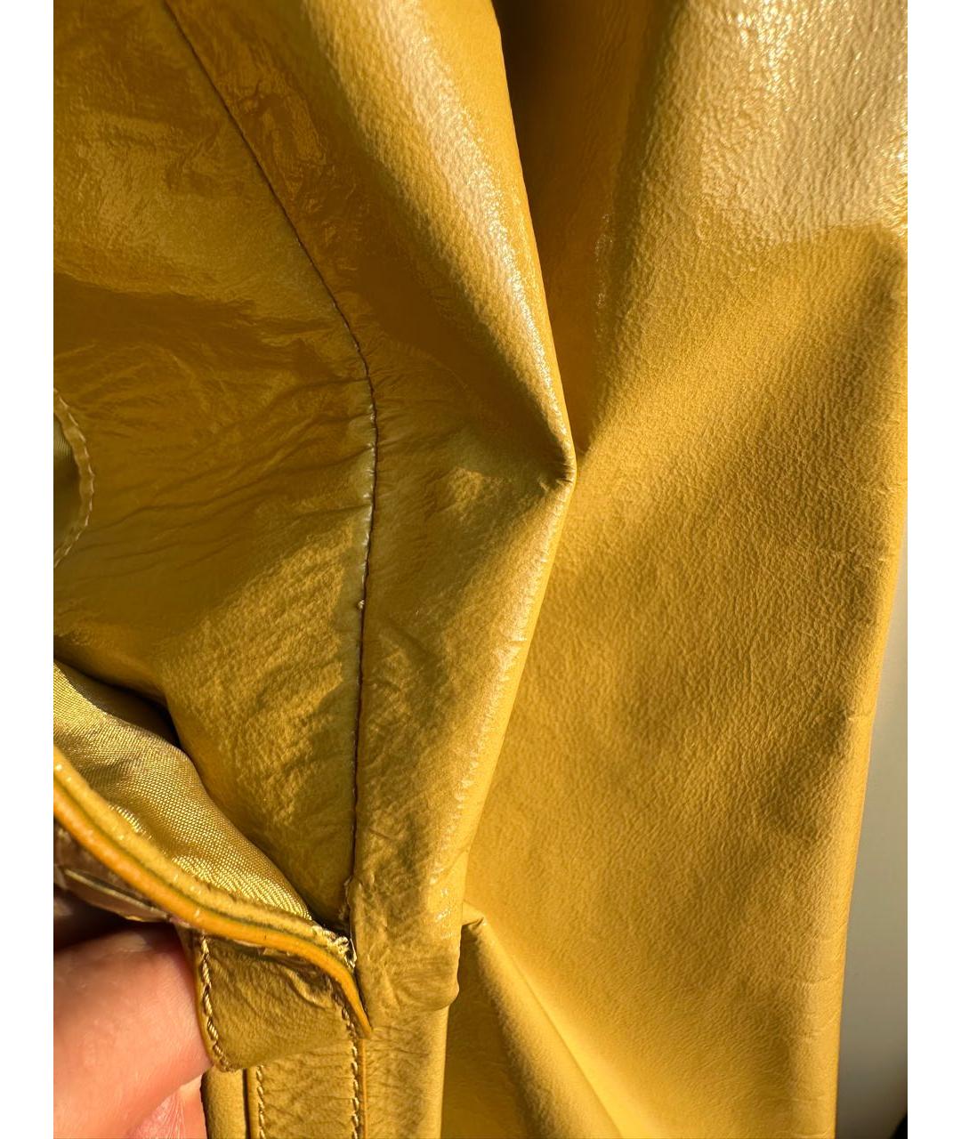 BOTTEGA VENETA Желтая кожаная юбка миди, фото 8