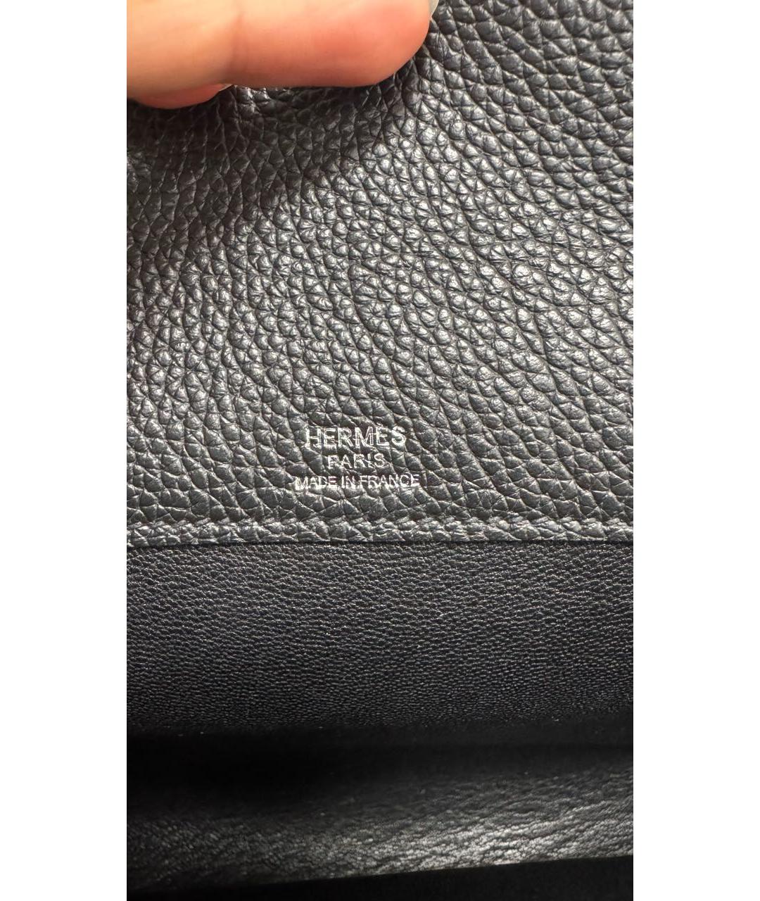 HERMES Черная кожаная барсетка, фото 7