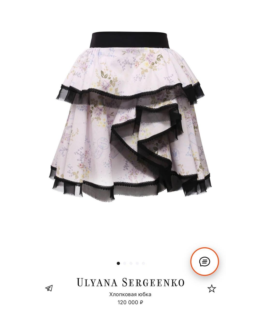 ULYANA SERGEENKO Мульти хлопко-эластановая юбка мини, фото 9
