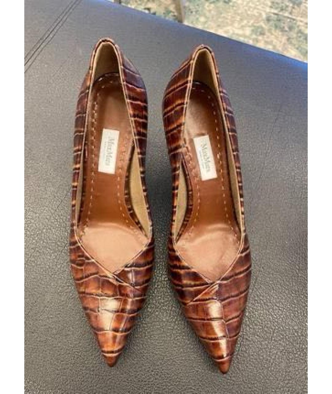 MAX MARA Коричневые кожаные туфли, фото 3