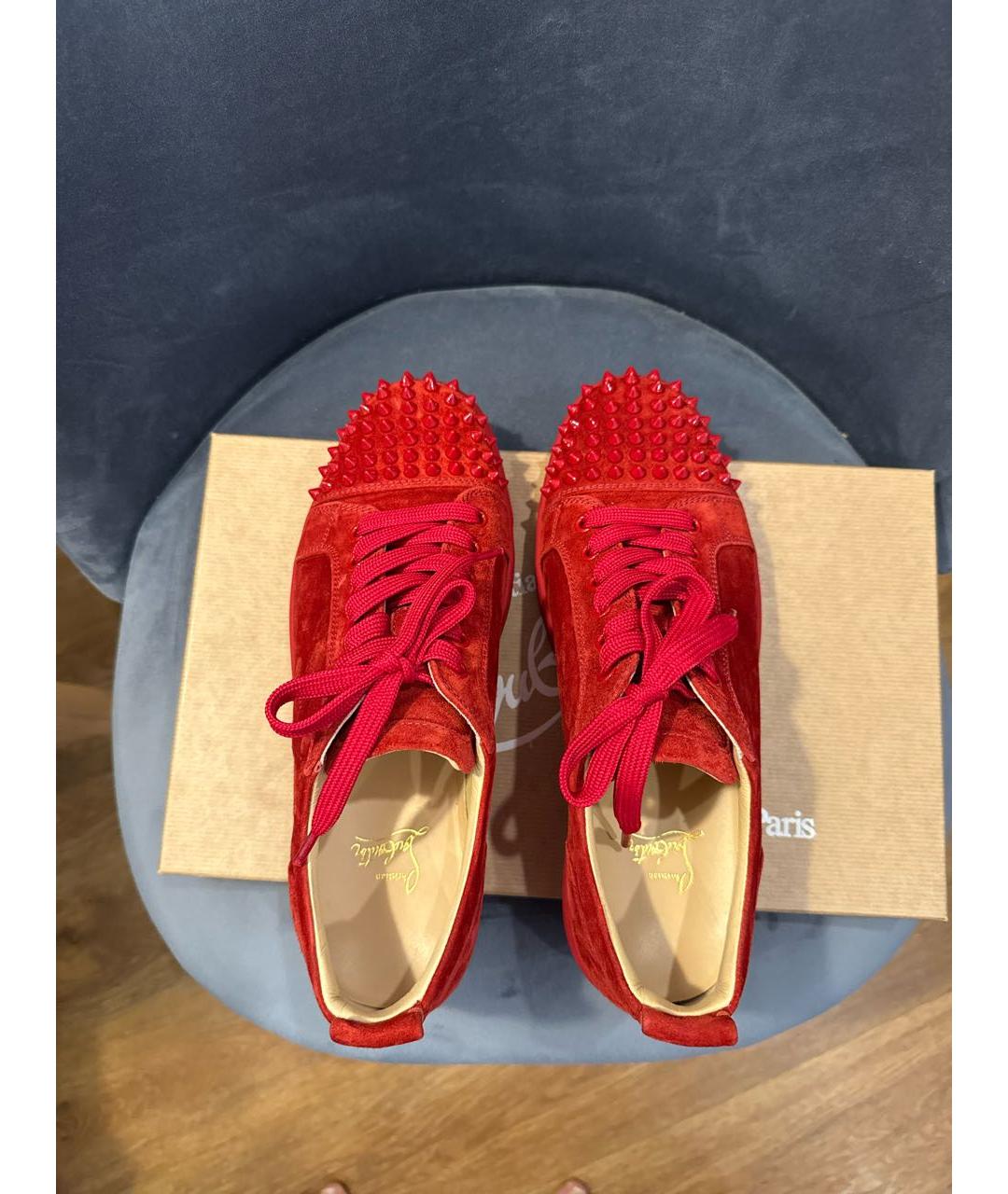CHRISTIAN LOUBOUTIN Красные кожаные низкие кроссовки / кеды, фото 3