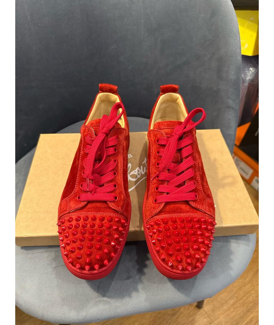 CHRISTIAN LOUBOUTIN Красные кожаные низкие кроссовки / кеды, фото 2