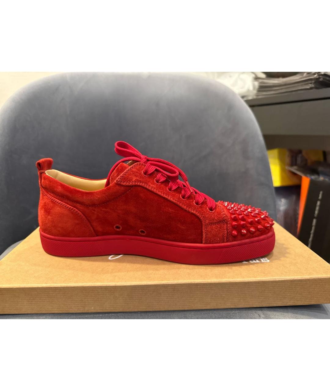 CHRISTIAN LOUBOUTIN Красные кожаные низкие кроссовки / кеды, фото 5
