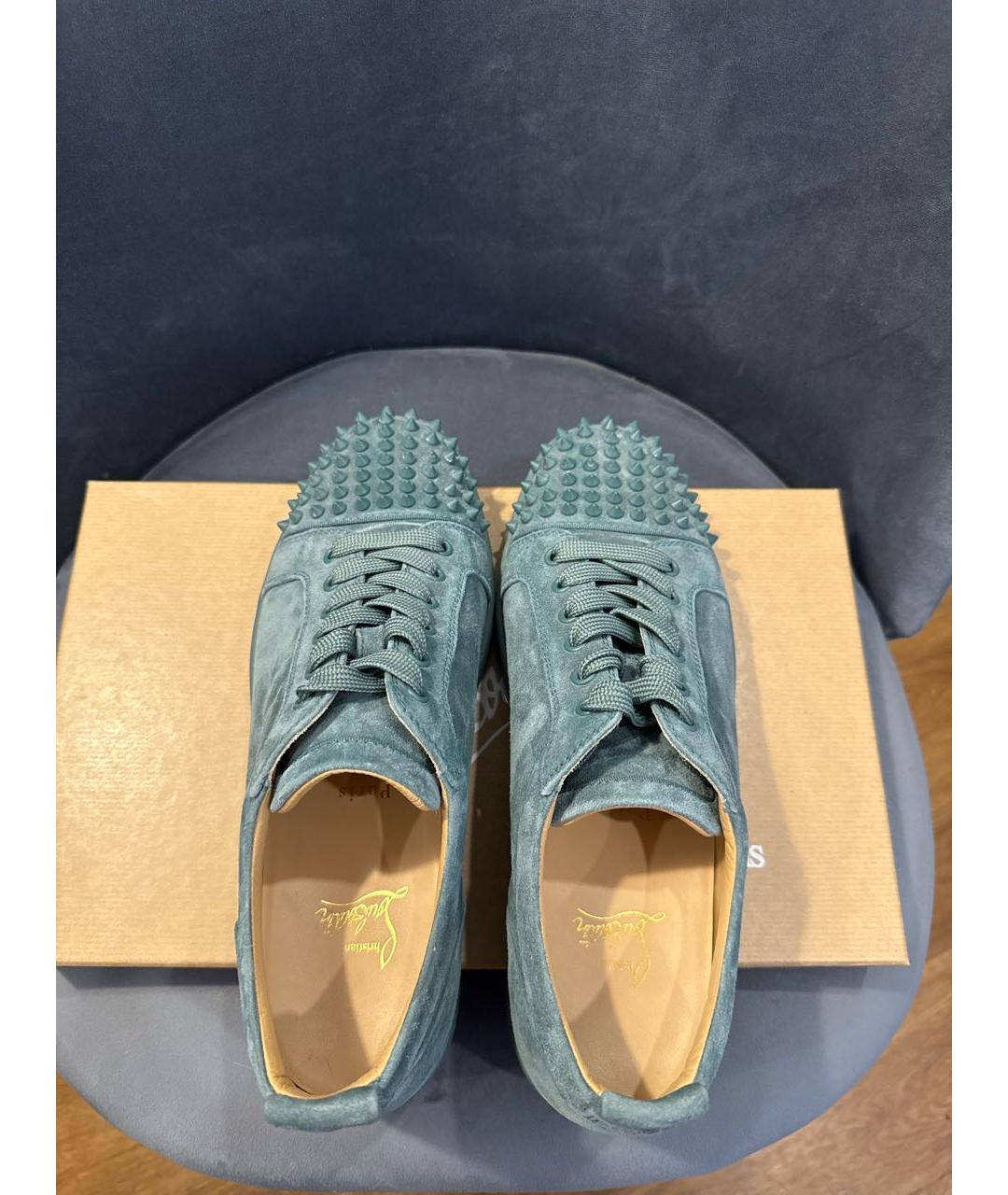 CHRISTIAN LOUBOUTIN Голубые кожаные низкие кроссовки / кеды, фото 3