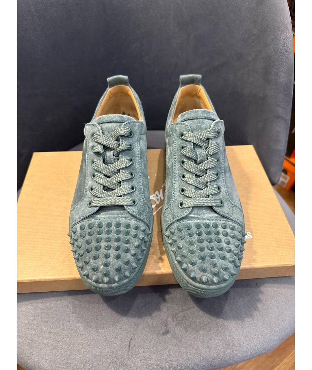 CHRISTIAN LOUBOUTIN Голубые кожаные низкие кроссовки / кеды, фото 2