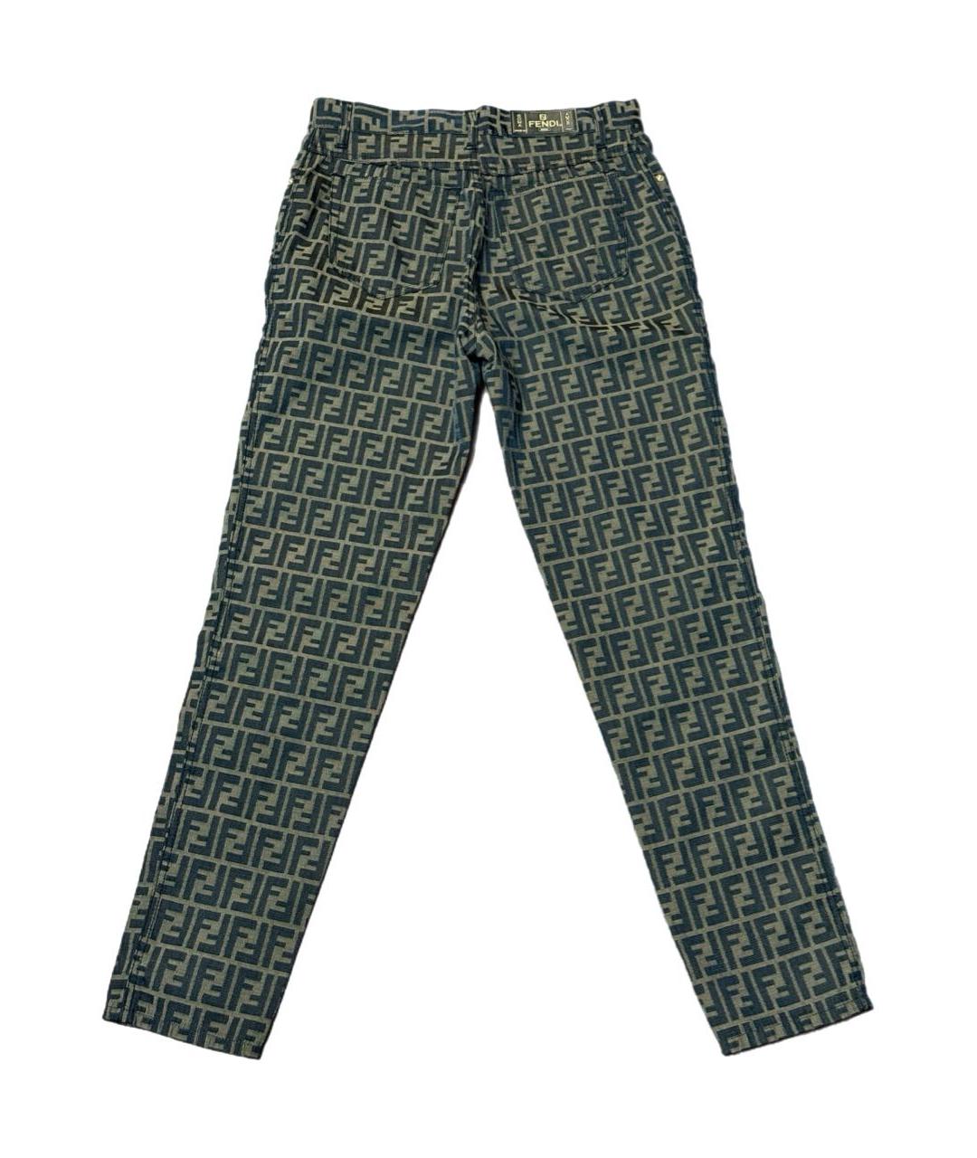 FENDI Хаки хлопковые брюки узкие, фото 2