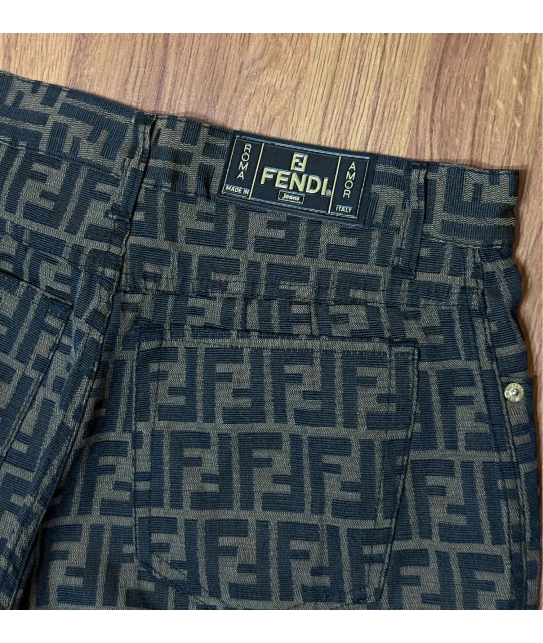 FENDI Хаки хлопковые брюки узкие, фото 7