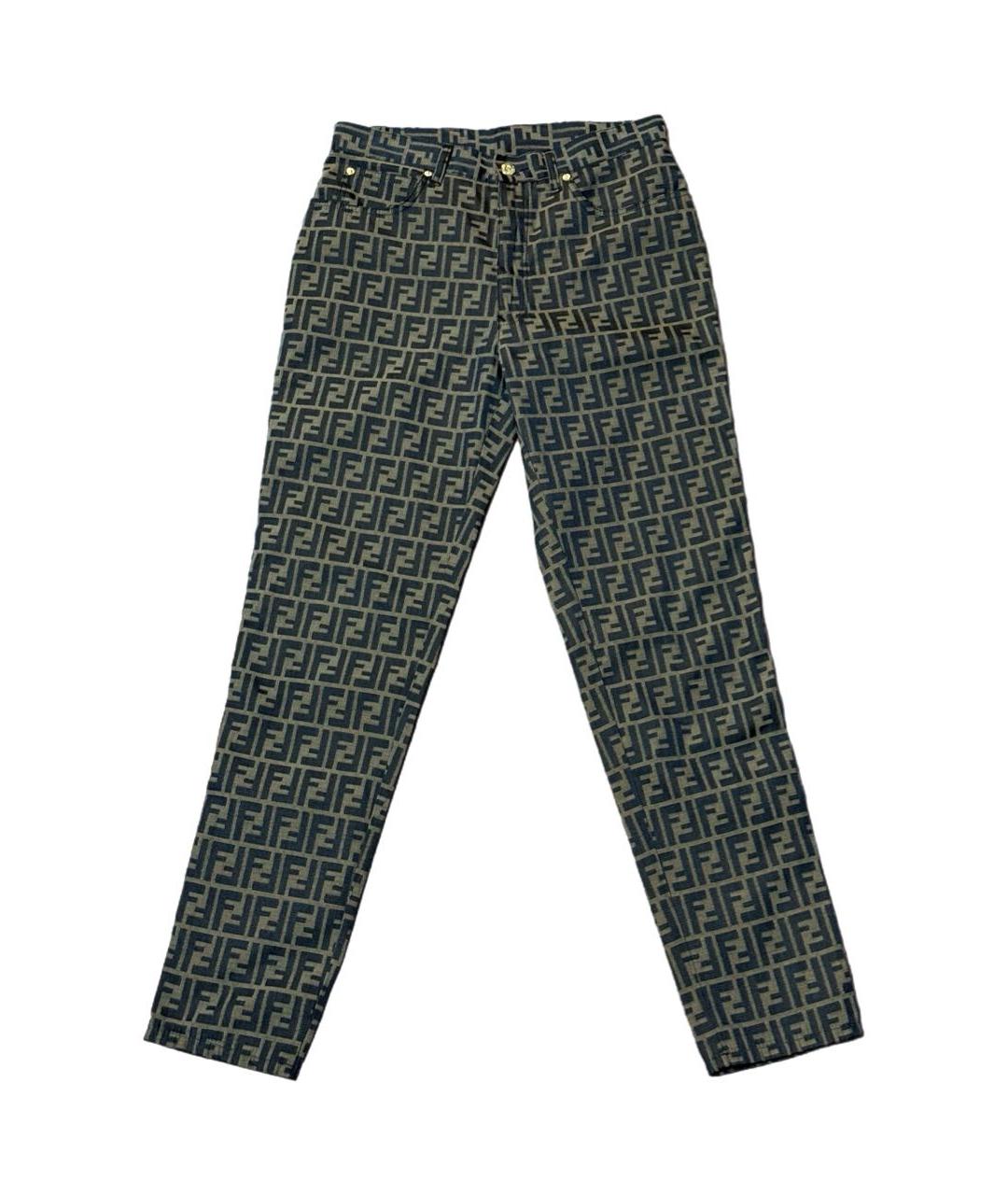 FENDI Хаки хлопковые брюки узкие, фото 9