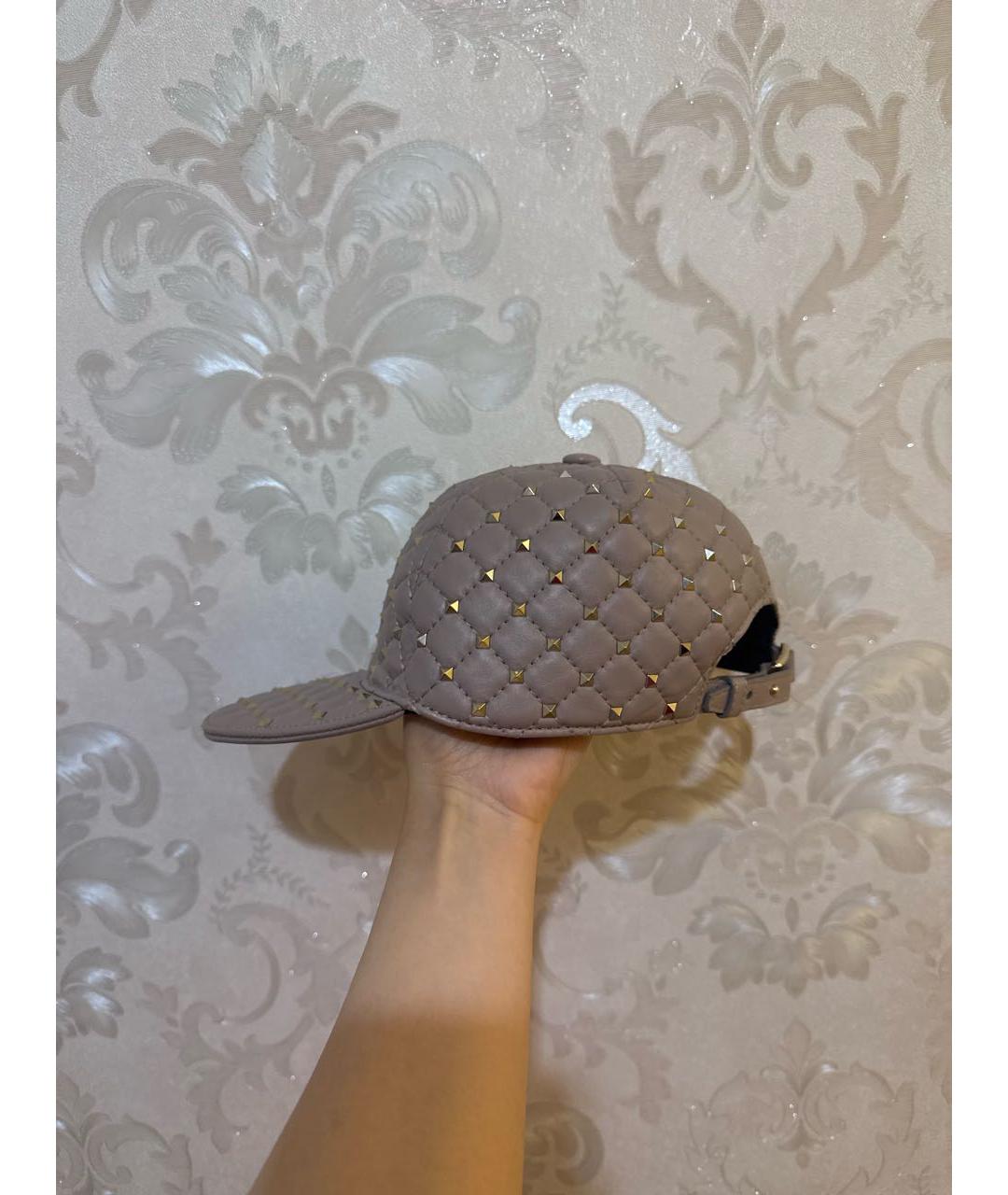VALENTINO Розовая кожаная кепка, фото 3