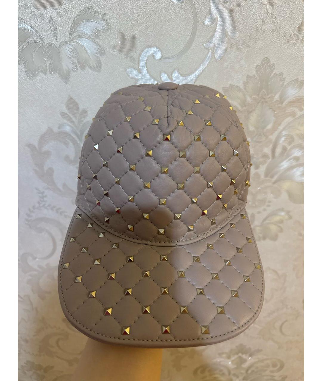 VALENTINO Розовая кожаная кепка, фото 4