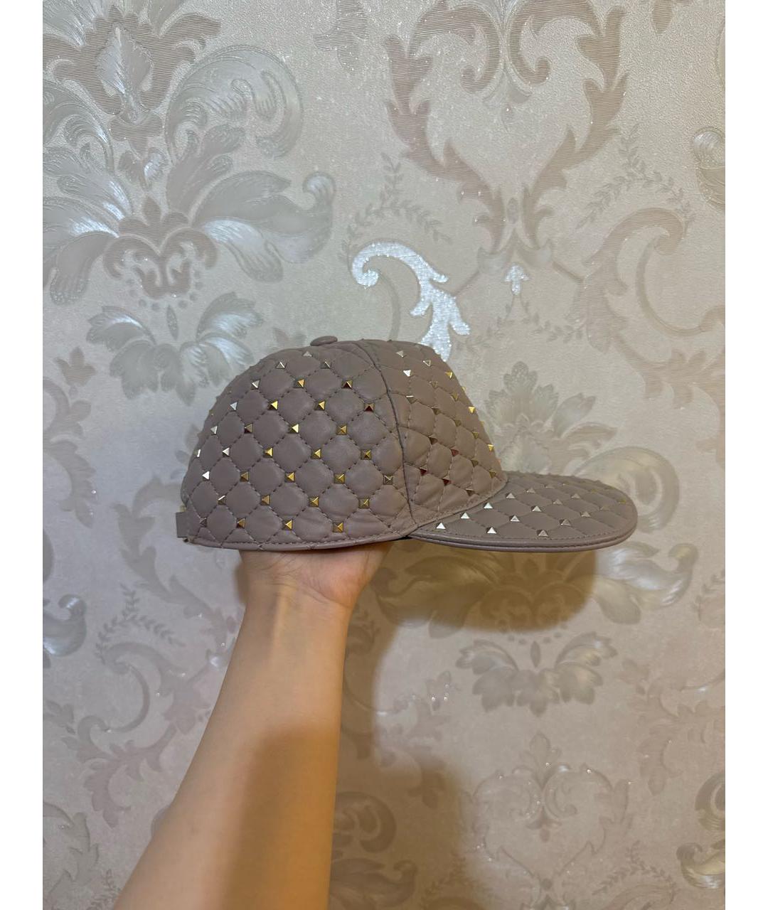 VALENTINO Розовая кожаная кепка, фото 2