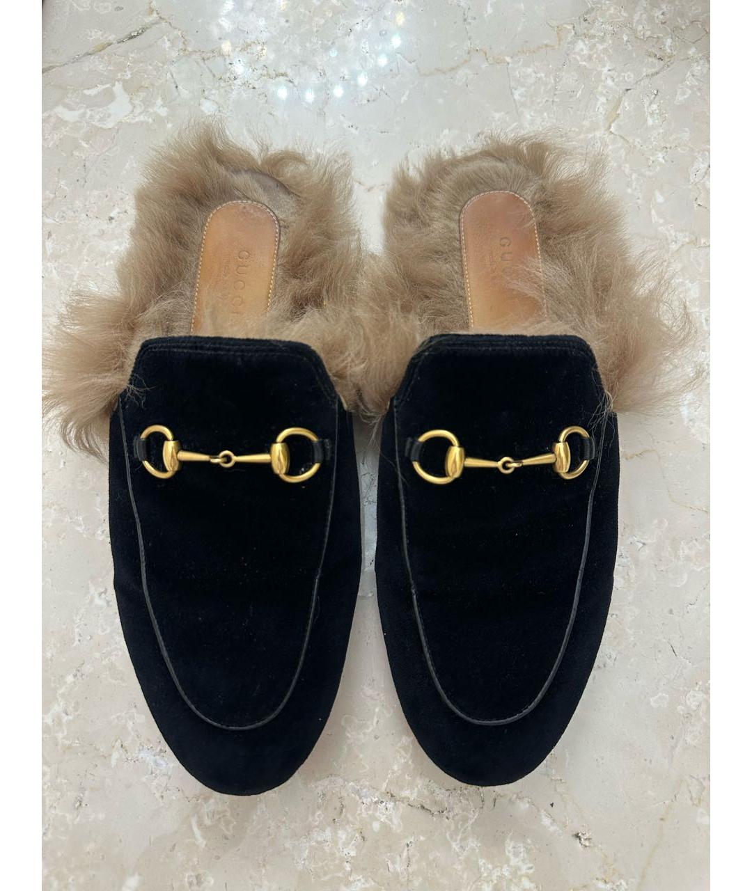GUCCI Черные бархатные мюли, фото 5