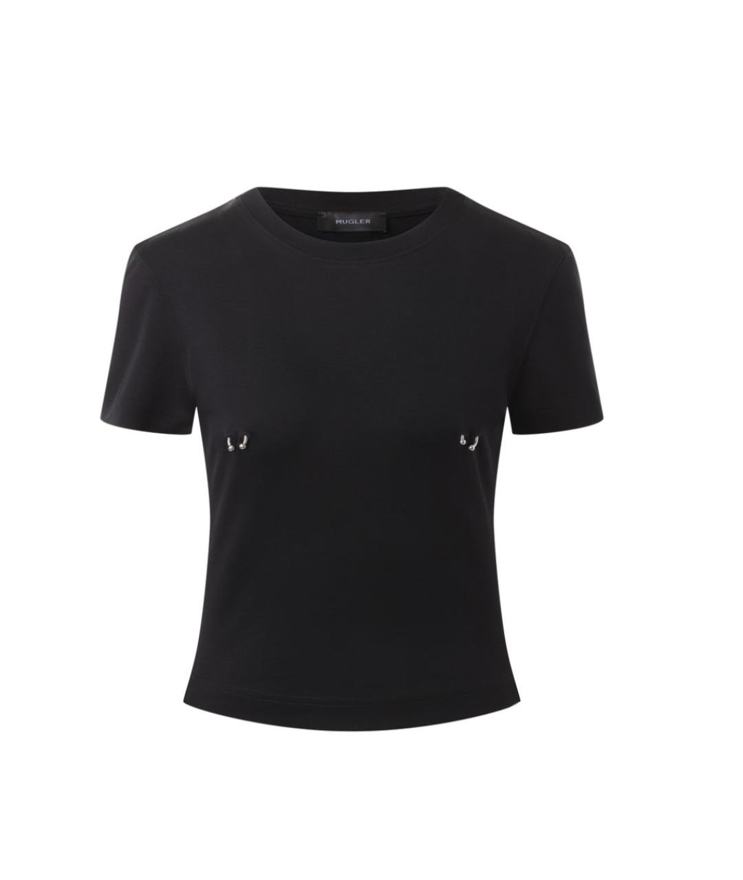 MUGLER Черная хлопковая футболка, фото 1