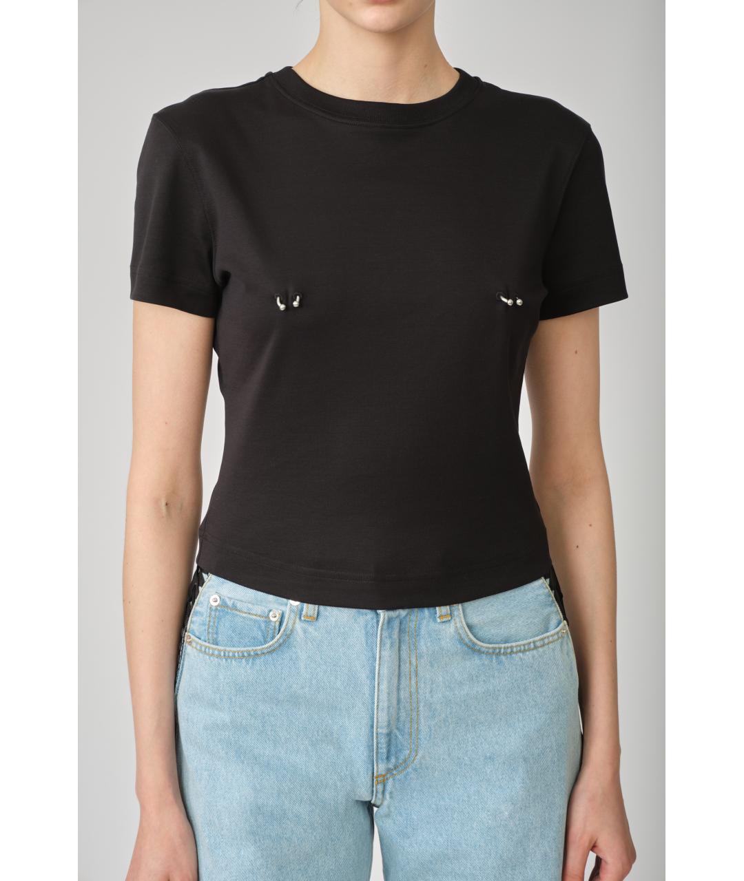MUGLER Черная хлопковая футболка, фото 2