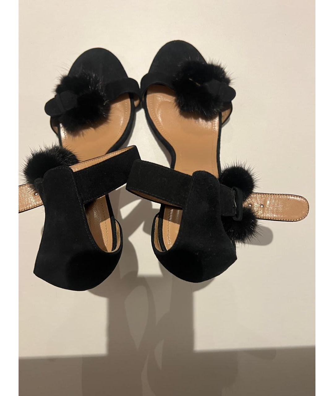 AQUAZZURA Черные замшевые босоножки, фото 3
