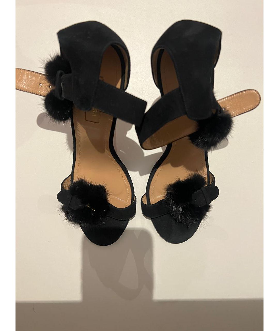 AQUAZZURA Черные замшевые босоножки, фото 2