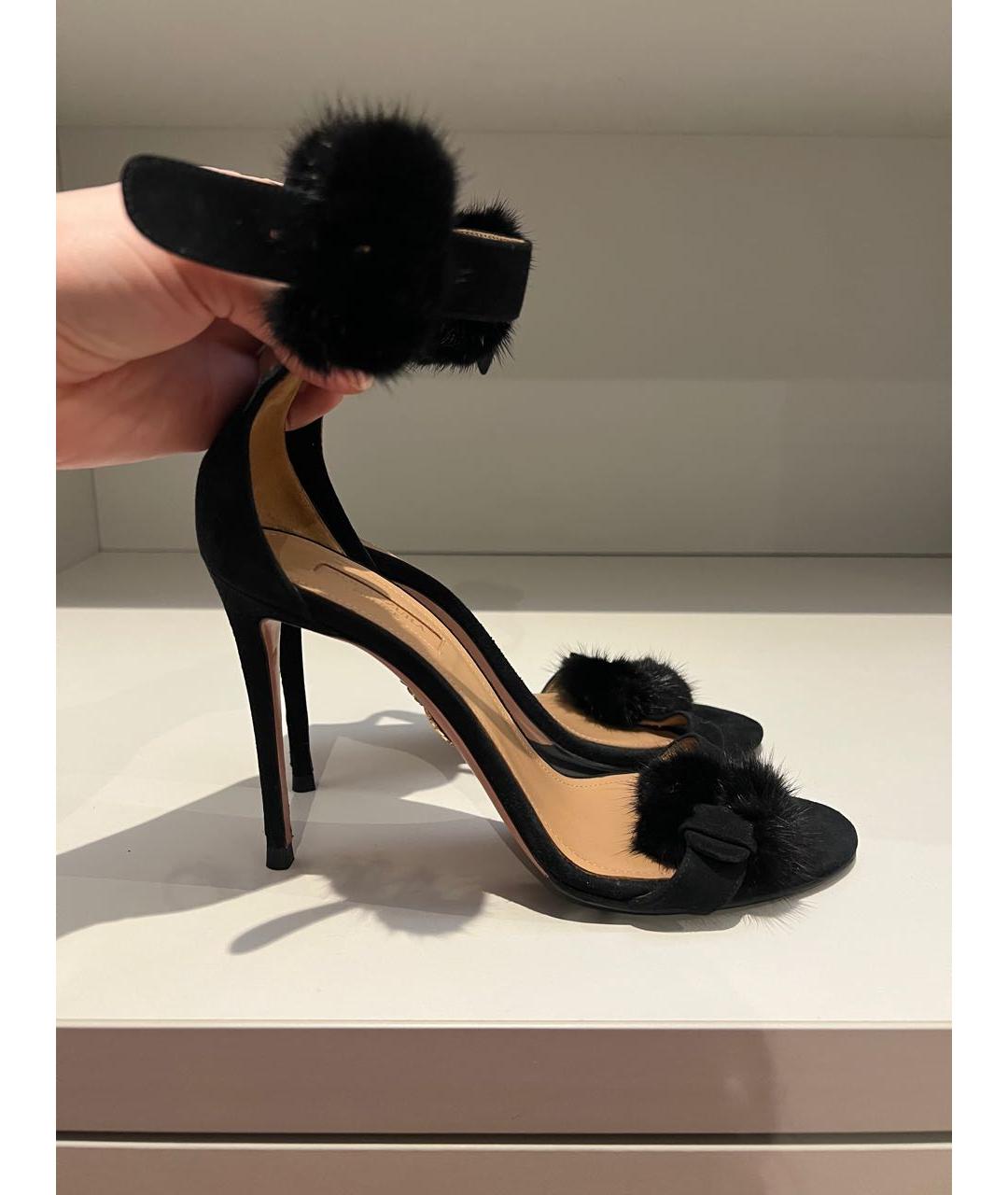 AQUAZZURA Черные замшевые босоножки, фото 5