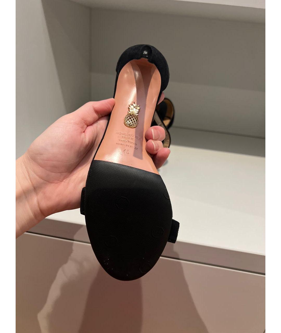AQUAZZURA Черные замшевые босоножки, фото 7