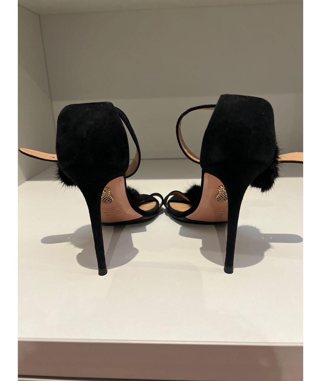 AQUAZZURA Черные замшевые босоножки, фото 4