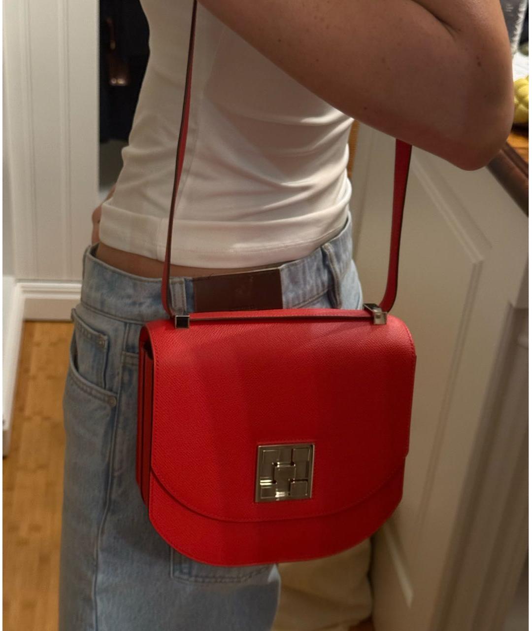 HERMES Красная кожаная сумка через плечо, фото 8