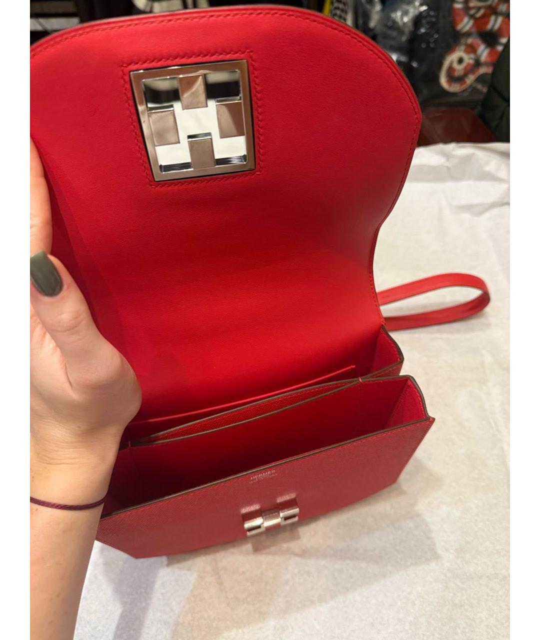 HERMES Красная кожаная сумка через плечо, фото 5