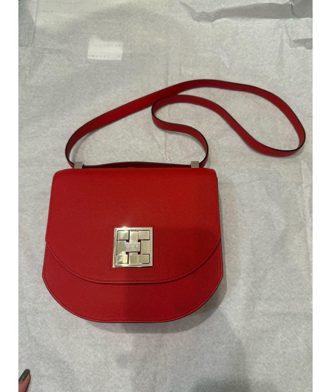 HERMES Красная кожаная сумка через плечо, фото 9