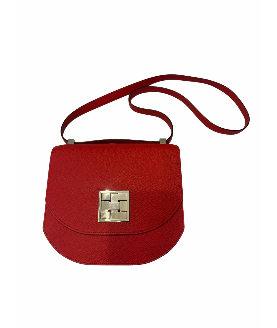 HERMES Красная кожаная сумка через плечо, фото 1