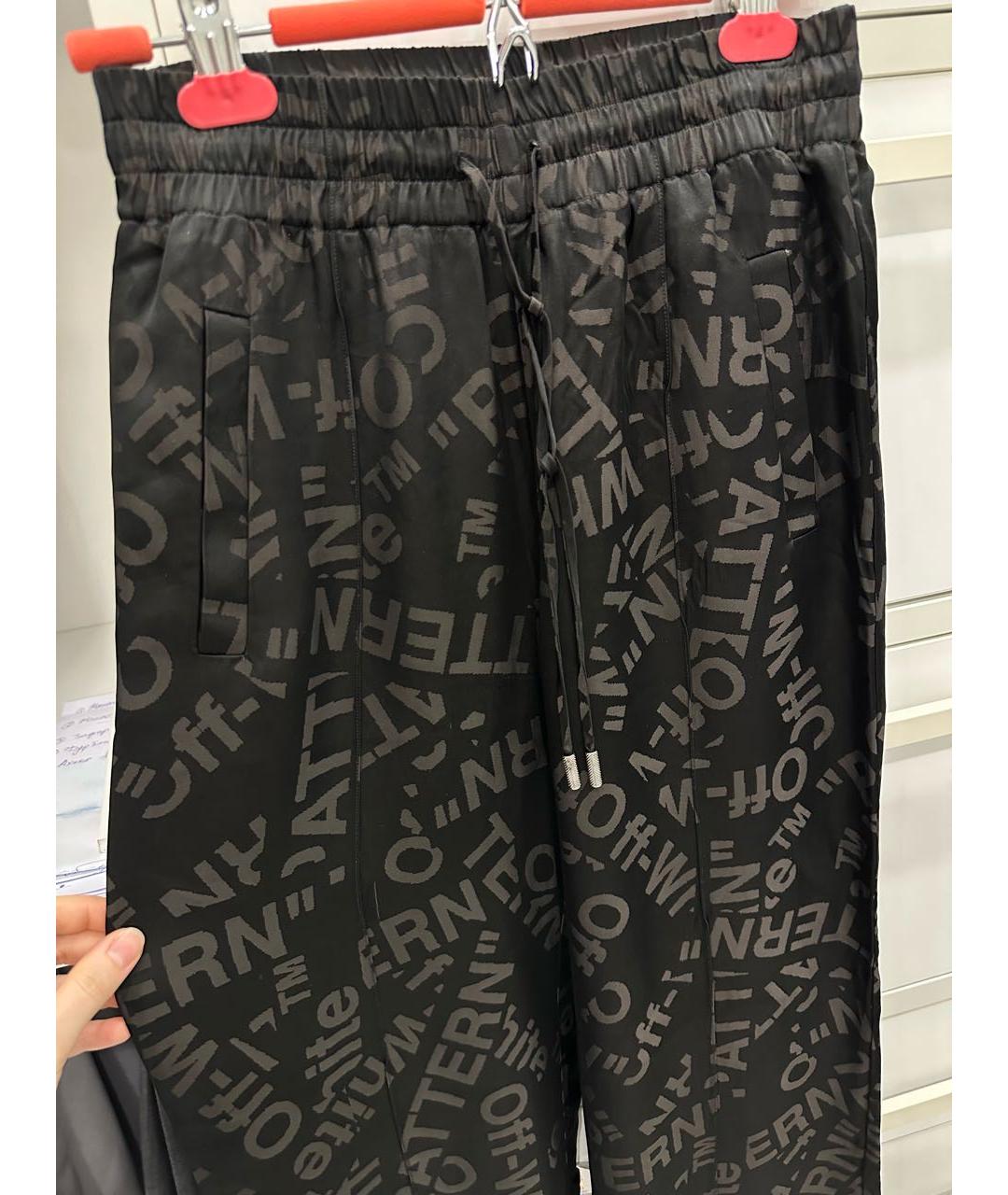 OFF-WHITE Черные ацетатные брюки широкие, фото 4