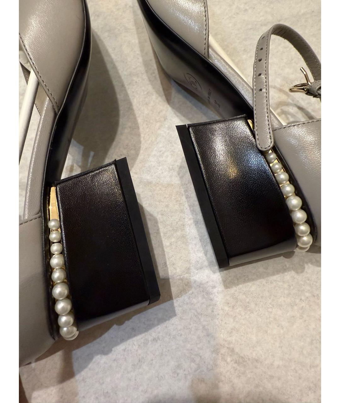 CHANEL Серые кожаные туфли, фото 6