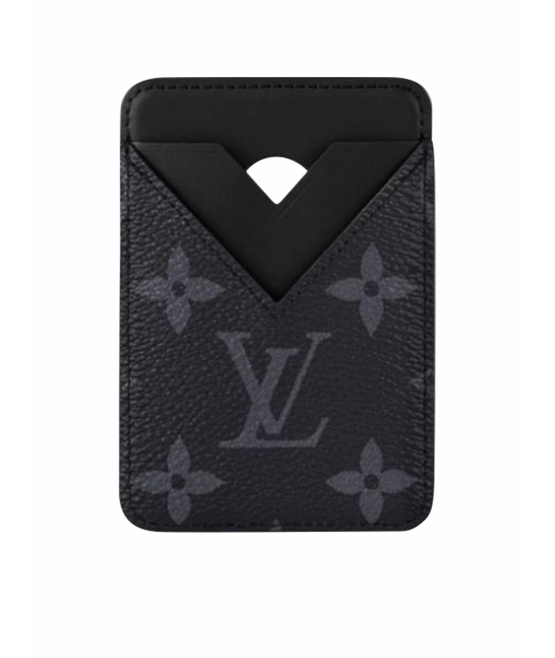 LOUIS VUITTON Черный кожаный кардхолдер, фото 1
