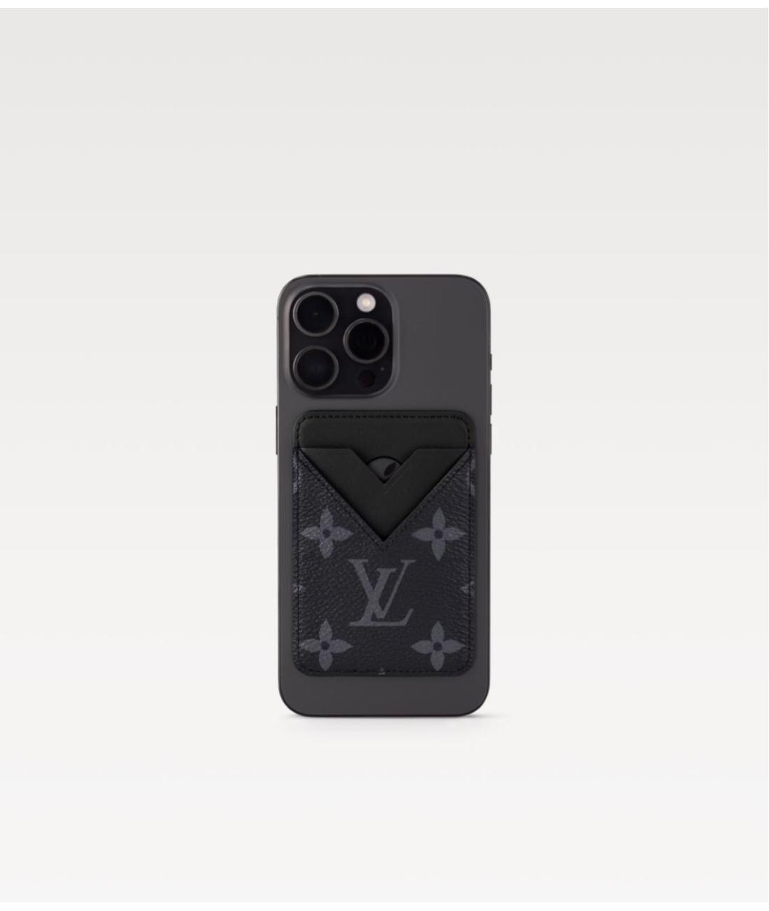 LOUIS VUITTON Черный кожаный кардхолдер, фото 3
