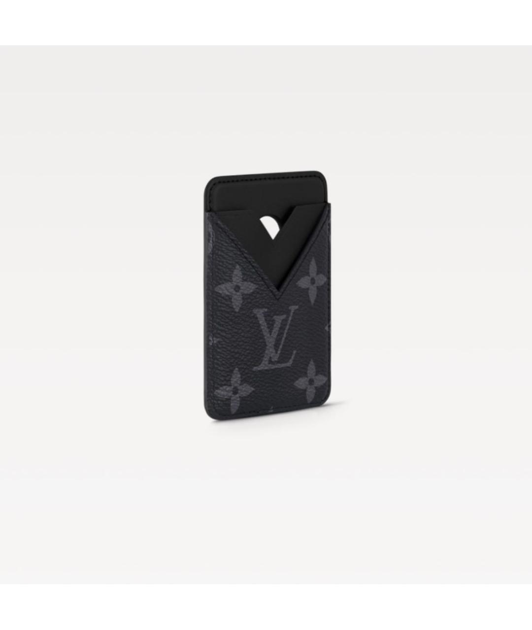 LOUIS VUITTON Черный кожаный кардхолдер, фото 2