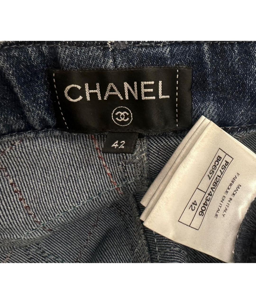 CHANEL Синие хлопковые джинсы слим, фото 4