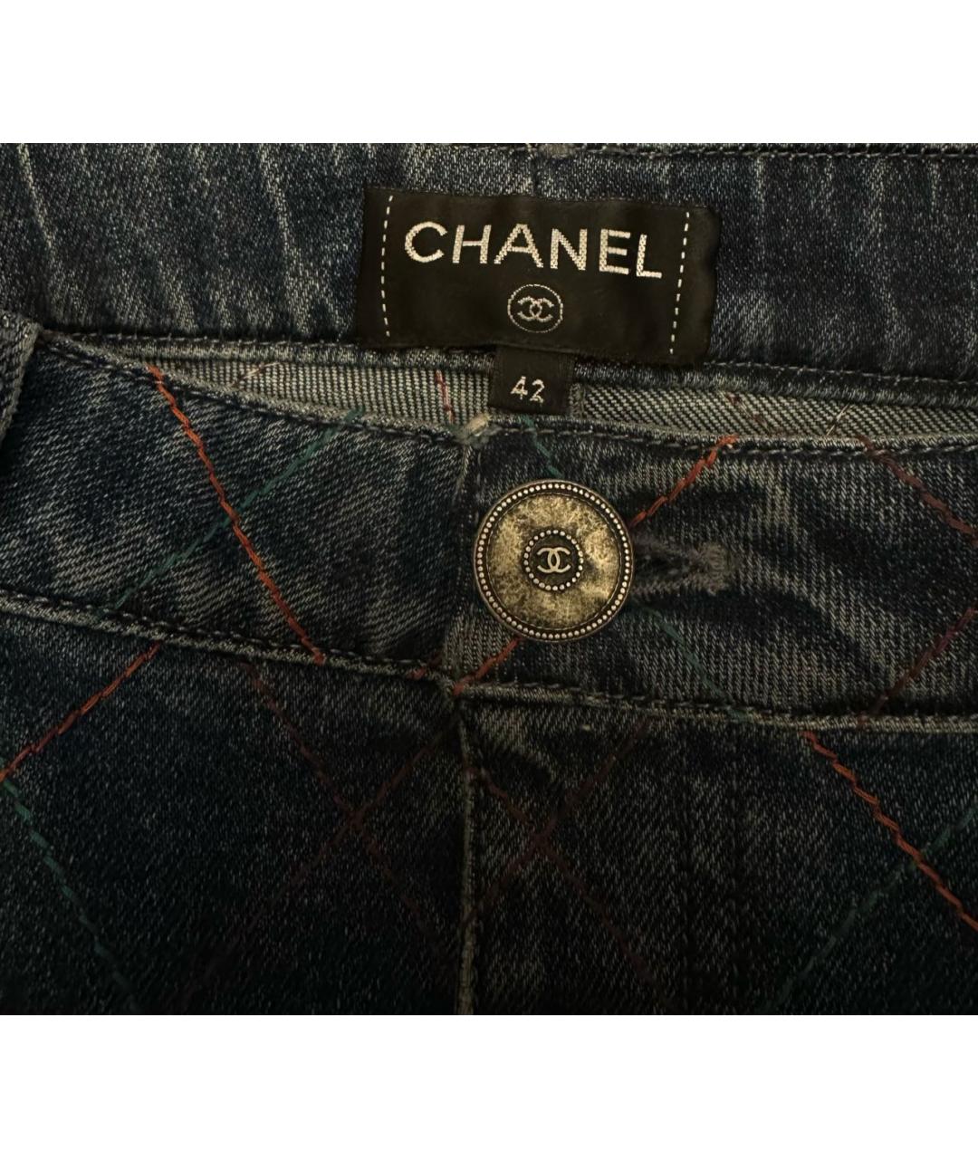 CHANEL Синие хлопковые джинсы слим, фото 3