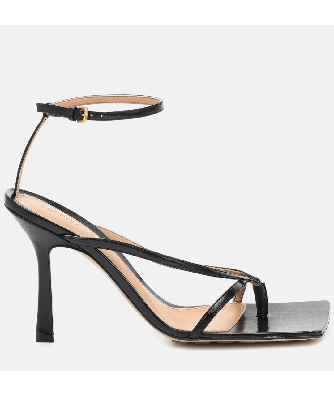 BOTTEGA VENETA Черные кожаные босоножки, фото 7