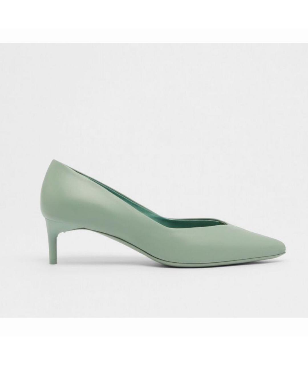 MAX MARA Зеленые кожаные лодочки на низком каблуке, фото 7