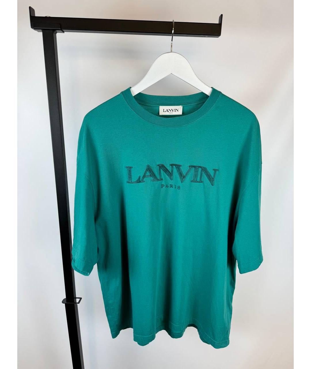 LANVIN Зеленая хлопковая футболка, фото 2