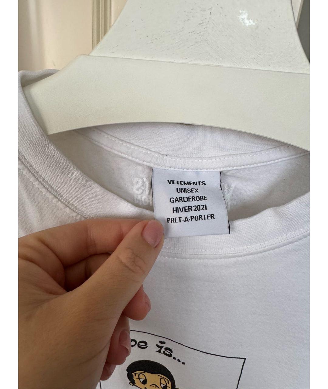 VETEMENTS Белая хлопковая футболка, фото 3