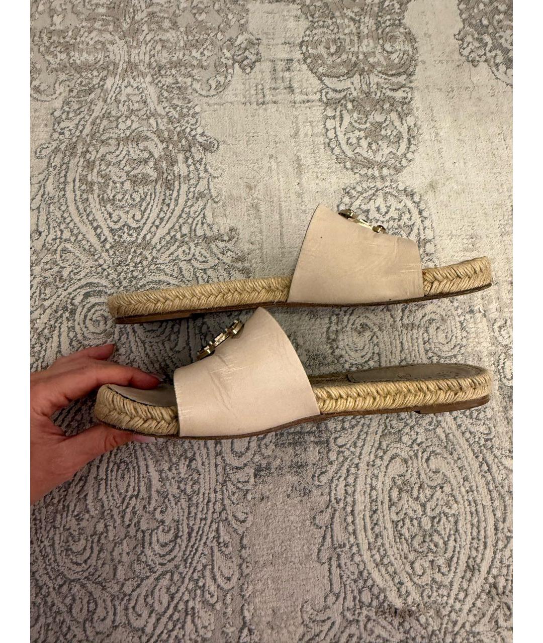 CHANEL Бежевые кожаные шлепанцы, фото 6