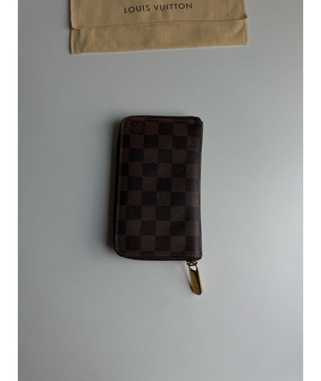 LOUIS VUITTON Коричневый кожаный кошелек, фото 5