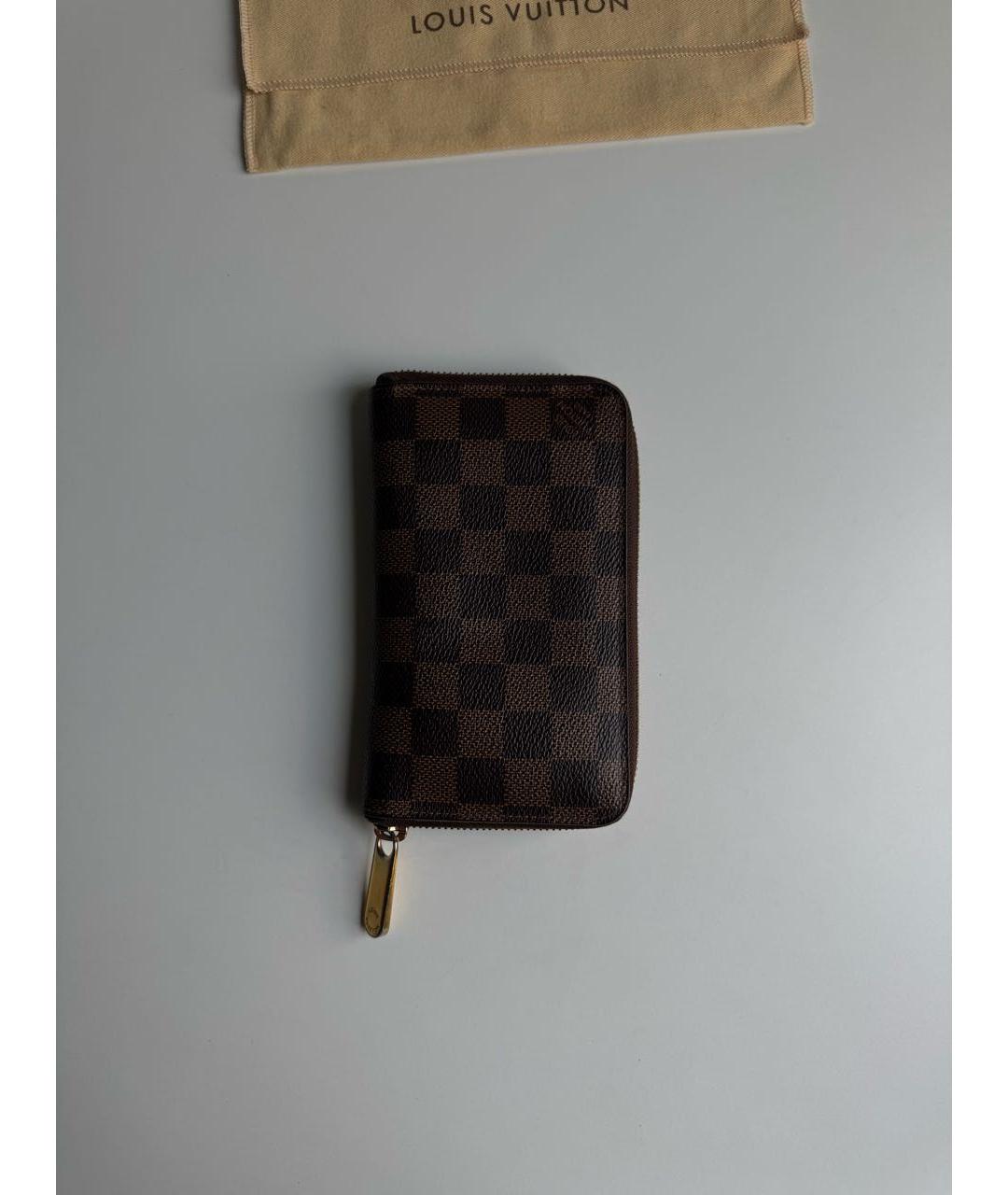 LOUIS VUITTON Коричневый кожаный кошелек, фото 4