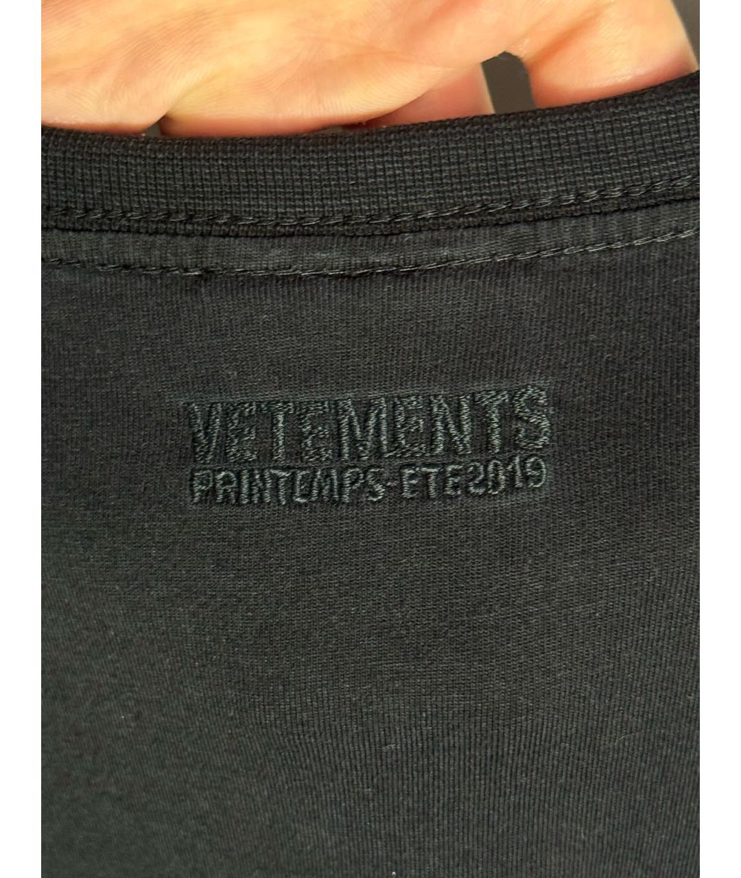 VETEMENTS Черная хлопковая футболка, фото 4