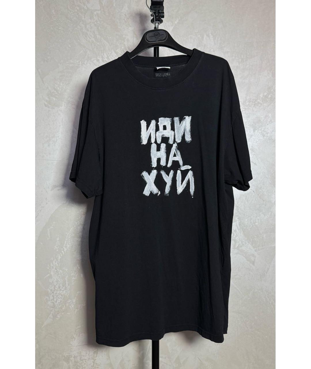 VETEMENTS Черная хлопковая футболка, фото 2