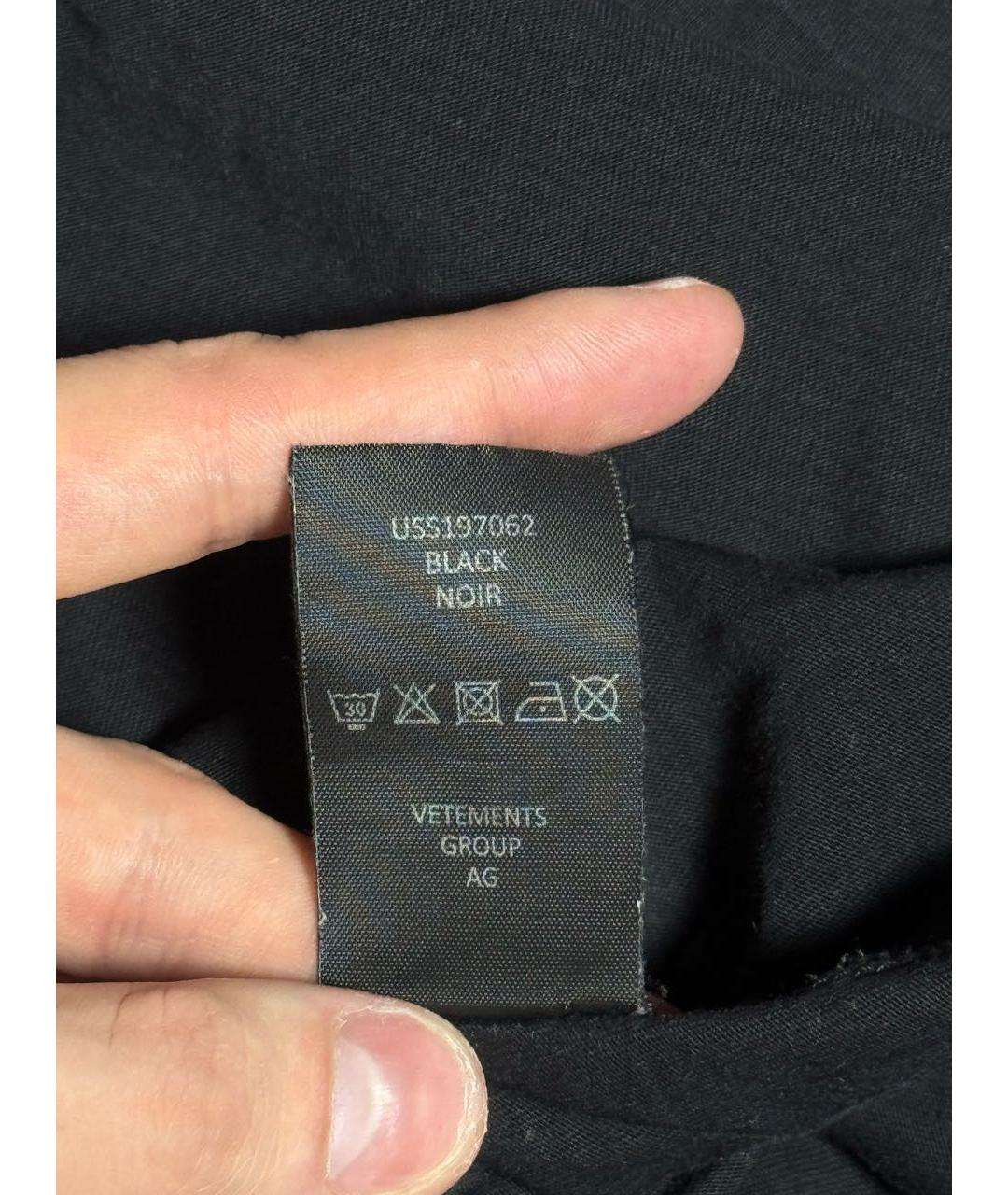 VETEMENTS Черная хлопковая футболка, фото 8