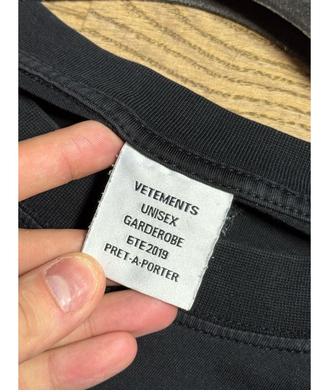 VETEMENTS Черная хлопковая футболка, фото 9